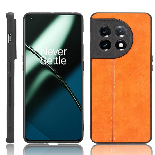 For OnePlus 11 5G Sewing Cow Pattern Skin PC + PU + TPU Phone Case(Orange) - OnePlus Cases by buy2fix | Online Shopping UK | buy2fix