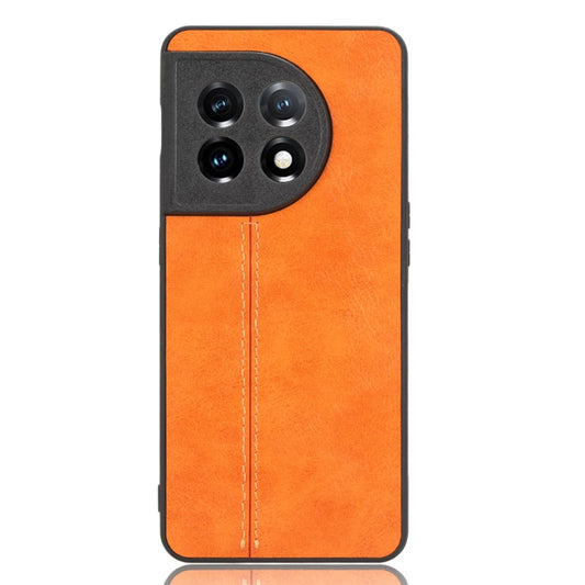 For OnePlus 11 5G Sewing Cow Pattern Skin PC + PU + TPU Phone Case(Orange) - OnePlus Cases by buy2fix | Online Shopping UK | buy2fix