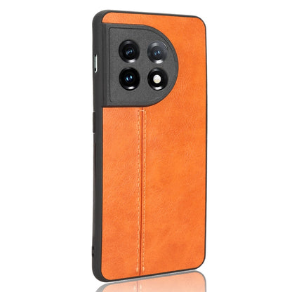 For OnePlus 11 5G Sewing Cow Pattern Skin PC + PU + TPU Phone Case(Orange) - OnePlus Cases by buy2fix | Online Shopping UK | buy2fix