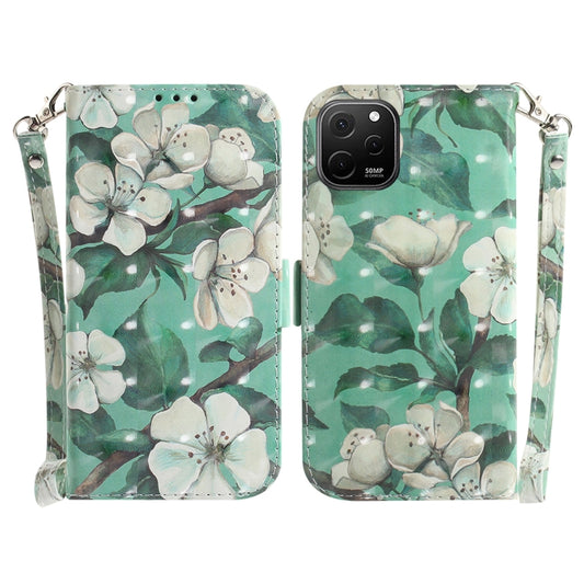 For Huawei nova Y61 / Enjoy 50z 3D Colored Horizontal Flip Leather Phone Case(Watercolor Flower) - Huawei Cases by buy2fix | Online Shopping UK | buy2fix