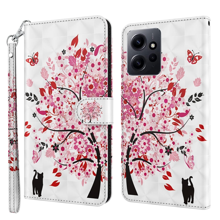 For Xiaomi Redmi Note 12 4G Global 3D Painting Pattern Flip Leather Phone Case(Cat Under The Tree) by buy2fix