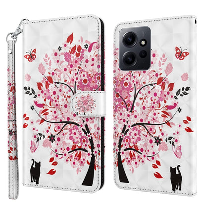 For Xiaomi Redmi Note 12 4G Global 3D Painting Pattern Flip Leather Phone Case(Cat Under The Tree) by buy2fix