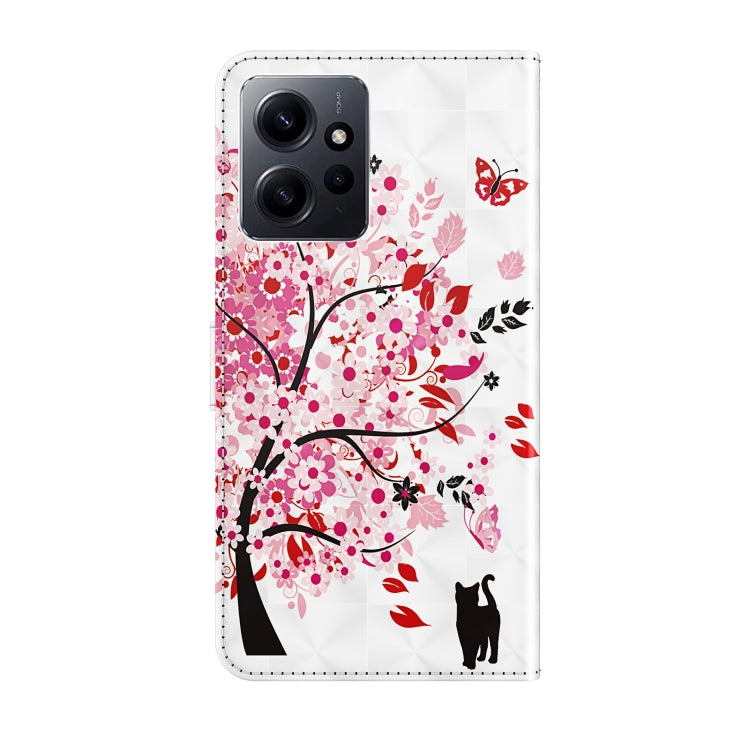 For Xiaomi Redmi Note 12 4G Global 3D Painting Pattern Flip Leather Phone Case(Cat Under The Tree) by buy2fix