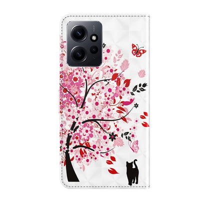 For Xiaomi Redmi Note 12 4G Global 3D Painting Pattern Flip Leather Phone Case(Cat Under The Tree) by buy2fix