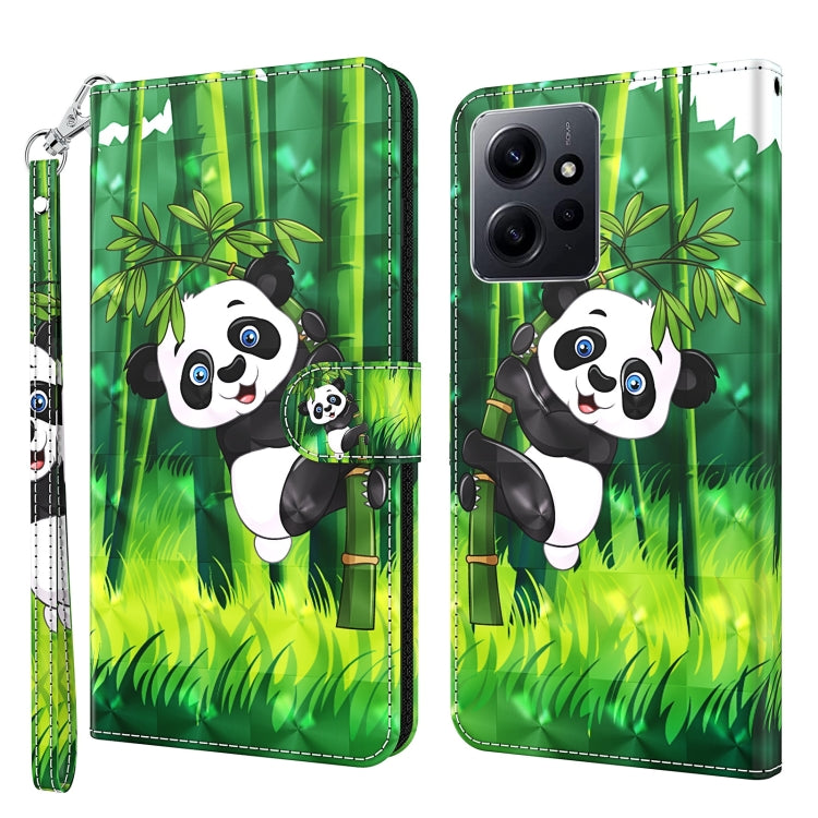For Xiaomi Redmi Note 12 4G Global 3D Painting Pattern Flip Leather Phone Case(Bamboo Panda) by buy2fix