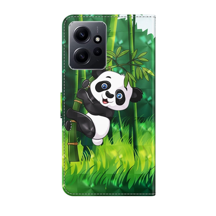 For Xiaomi Redmi Note 12 4G Global 3D Painting Pattern Flip Leather Phone Case(Bamboo Panda) by buy2fix