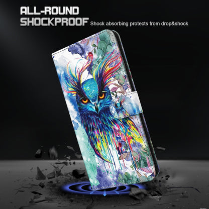 For Xiaomi Redmi Note 12 4G Global 3D Painting Pattern Flip Leather Phone Case(Watercolor Owl) by buy2fix