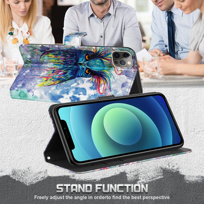 For Xiaomi Redmi Note 12 4G Global 3D Painting Pattern Flip Leather Phone Case(Watercolor Owl) by buy2fix