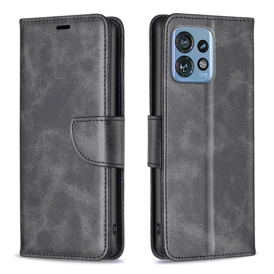 For Motorola Edge 40 Pro 5G / Moto X40 / X40 Pro Lambskin Texture Pure Color Flip Leather Phone Case(Black)