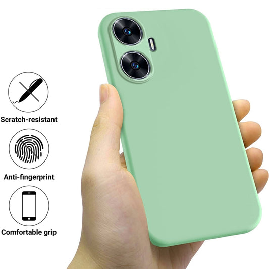 For Realme C55 Pure Color Liquid Silicone Shockproof Phone Case(Green) - Realme Cases by buy2fix | Online Shopping UK | buy2fix