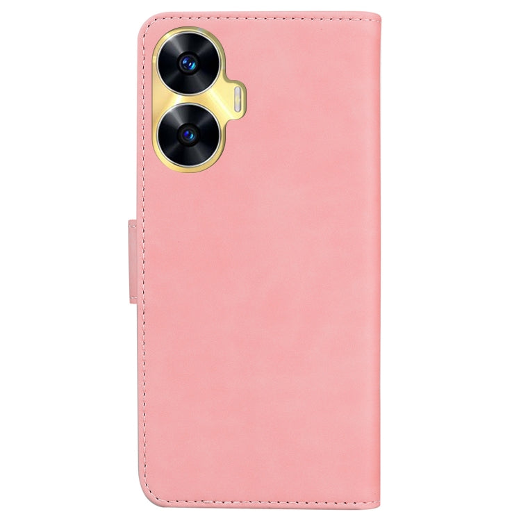 For Realme C55 Skin Feel Pure Color Flip Leather Phone Case(Pink) - Realme Cases by buy2fix | Online Shopping UK | buy2fix