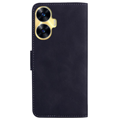 For Realme C55 Skin Feel Pure Color Flip Leather Phone Case(Black) - Realme Cases by buy2fix | Online Shopping UK | buy2fix