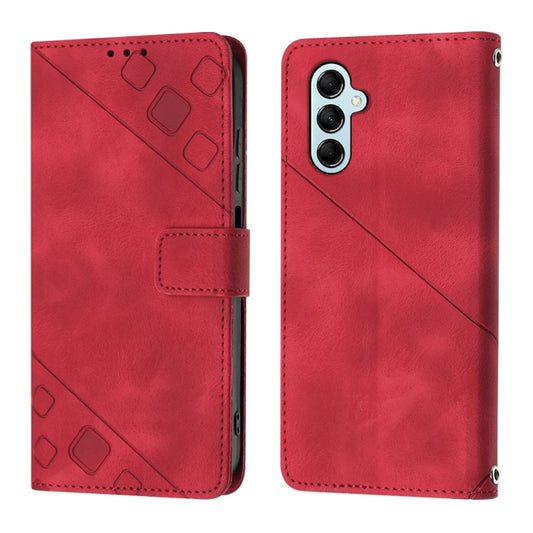 For Samsung Galaxy M14 5G Skin-feel Embossed Leather Phone Case(Red) by buy2fix