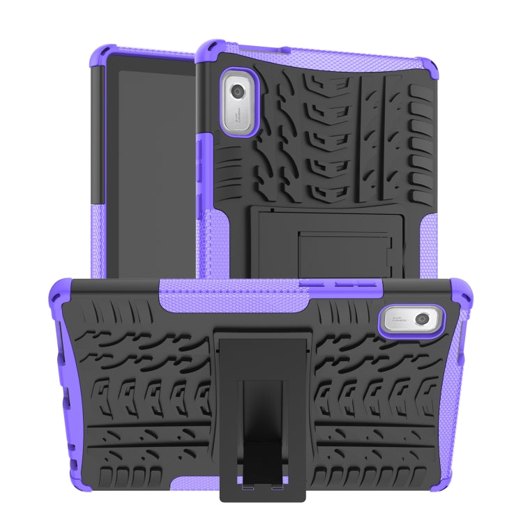 For Lenovo Tab M9 Tire Texture TPU + PC Tablet Case with Holder(Purple) - Lenovo by buy2fix | Online Shopping UK | buy2fix