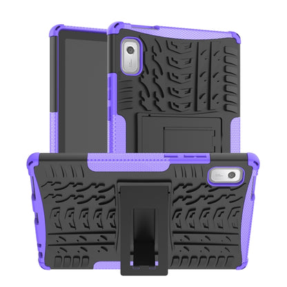 For Lenovo Tab M9 Tire Texture TPU + PC Tablet Case with Holder(Purple) - Lenovo by buy2fix | Online Shopping UK | buy2fix