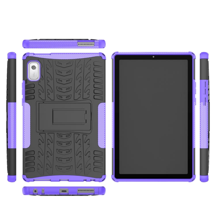 For Lenovo Tab M9 Tire Texture TPU + PC Tablet Case with Holder(Purple) - Lenovo by buy2fix | Online Shopping UK | buy2fix
