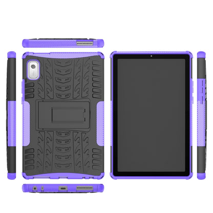 For Lenovo Tab M9 Tire Texture TPU + PC Tablet Case with Holder(Purple) - Lenovo by buy2fix | Online Shopping UK | buy2fix