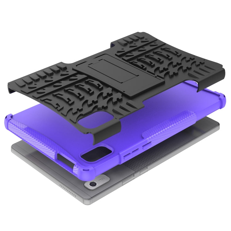 For Lenovo Tab M9 Tire Texture TPU + PC Tablet Case with Holder(Purple) - Lenovo by buy2fix | Online Shopping UK | buy2fix
