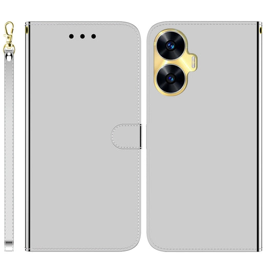 For Realme C55 Imitated Mirror Surface Leather Phone Case(Silver) - Realme Cases by buy2fix | Online Shopping UK | buy2fix