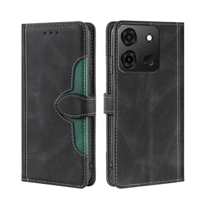 For Infinix Smart 7 Skin Feel Magnetic Buckle Leather Phone Case(Black) - Infinix Cases by buy2fix | Online Shopping UK | buy2fix