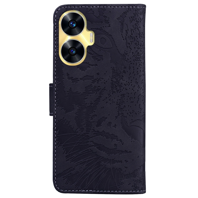 For Realme C55 Tiger Embossing Pattern Flip Leather Phone Case(Black) - Realme Cases by buy2fix | Online Shopping UK | buy2fix