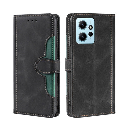 For Xiaomi Redmi Note 12 4G Global Skin Feel Magnetic Buckle Leather Phone Case(Black) by buy2fix