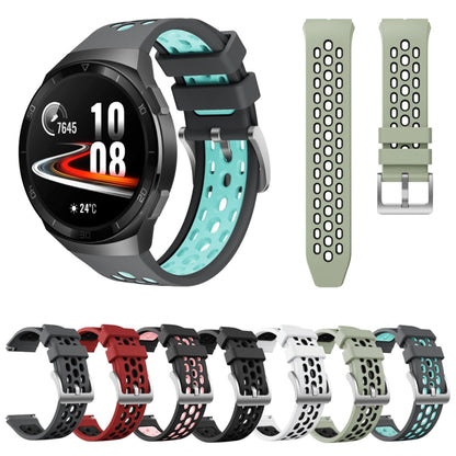 For Huawei Watch GT 2e Two Color Round Hole Silicone Watch Band(Grey Green) by buy2fix