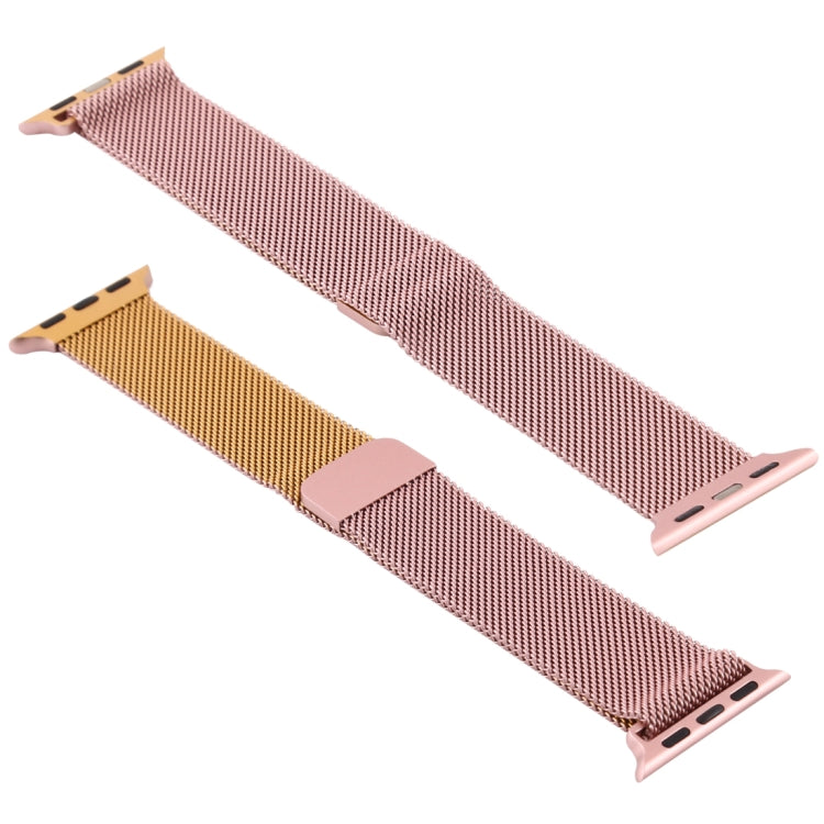 For Apple Watch Series 9&8&7 41mm / SE 3&SE 2&6&SE&5&4 40mm / 3&2&1 38mm Milanese Gradient Stainless Steel Watch Band(Gold+Rose Gold) by buy2fix