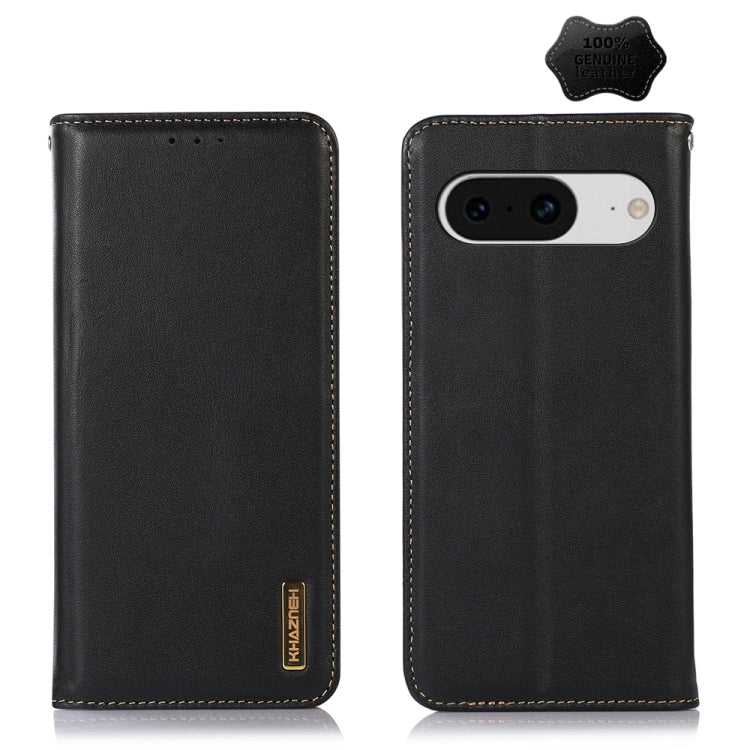 For Google Pixel 8 KHAZNEH Nappa Top Layer Cowhide Leather Phone Case(Black) - Google Cases by buy2fix | Online Shopping UK | buy2fix