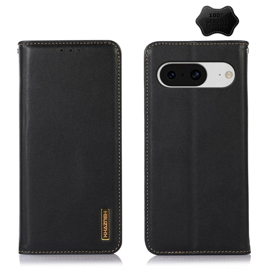 For Google Pixel 8 KHAZNEH Nappa Top Layer Cowhide Leather Phone Case(Black) - Google Cases by buy2fix | Online Shopping UK | buy2fix