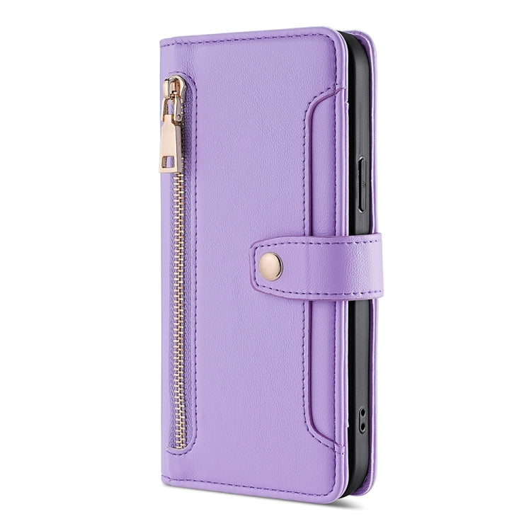 For Infinix Smart 7 Sheep Texture Cross-body Zipper Wallet Leather Phone Case(Purple) - Infinix Cases by buy2fix | Online Shopping UK | buy2fix