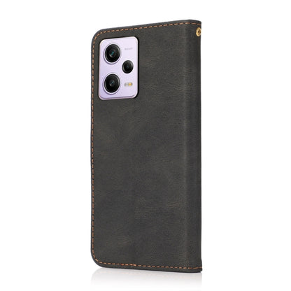 For Xiaomi Redmi Note 12 Pro 5G China Dual-color Stitching Leather Phone Case(Black Brown) by buy2fix