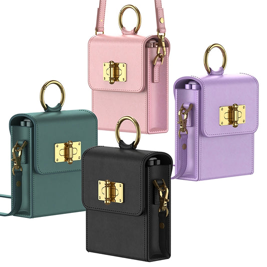 GKK Mini Backpack Plain Phone Bag + Phone Case with Ring For Samsung Galaxy Z Flip4 5G(Forest Green) by GKK