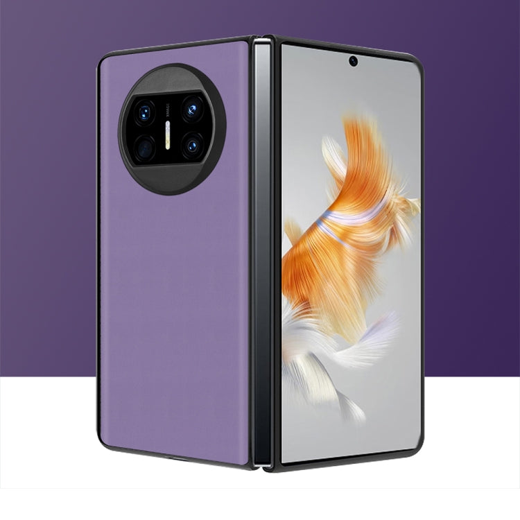 For Huawei Mate X3 Ultra Thin Plain Leather Folding Phone Case(Purple) - Huawei Cases by buy2fix | Online Shopping UK | buy2fix