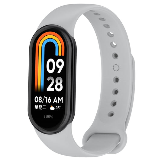 For Xiaomi Mi Band 8 Solid Color Silicone Plug Replacement Watch Band(Grey) - Watch Bands by buy2fix | Online Shopping UK | buy2fix