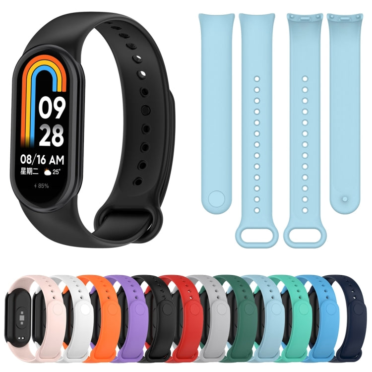 For Xiaomi Mi Band 8 Solid Color Silicone Plug Replacement Watch Band(Pink) - Watch Bands by buy2fix | Online Shopping UK | buy2fix