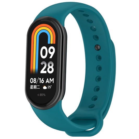 For Xiaomi Mi Band 8 Solid Color Stainless Steel Plug Replacement Watch Band (Navy Blue) - Watch Bands by buy2fix | Online Shopping UK | buy2fix