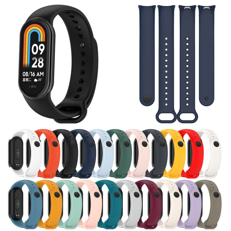 For Xiaomi Mi Band 8 Solid Color Stainless Steel Plug Replacement Watch Band (Navy Blue) - Watch Bands by buy2fix | Online Shopping UK | buy2fix