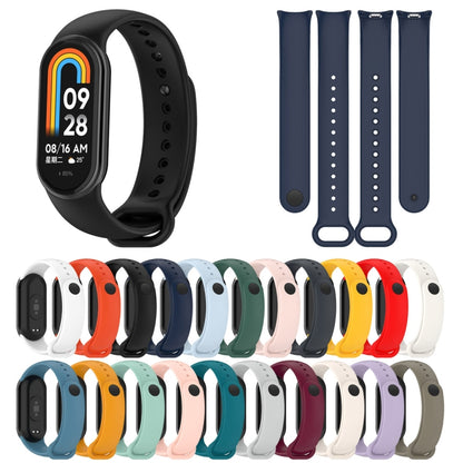 For Xiaomi Mi Band 8 Solid Color Stainless Steel Plug Replacement Watch Band (Navy Blue) - Watch Bands by buy2fix | Online Shopping UK | buy2fix