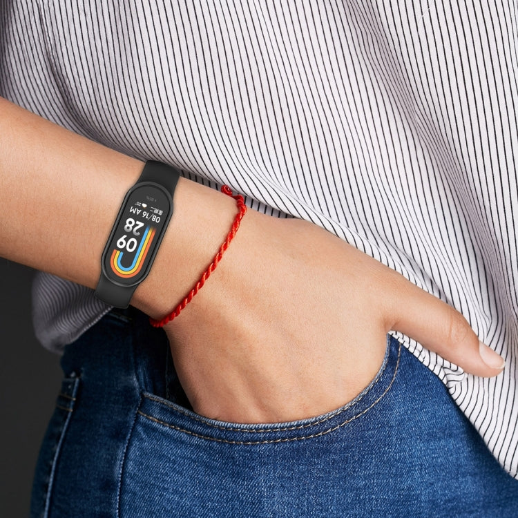 For Xiaomi Mi Band 8 Solid Color Stainless Steel Plug Replacement Watch Band (Navy Blue) - Watch Bands by buy2fix | Online Shopping UK | buy2fix