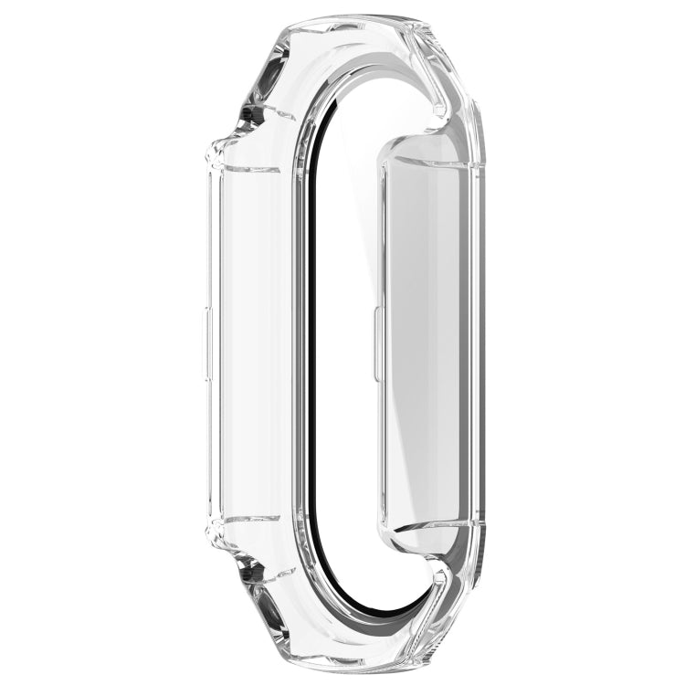 For Xiaomi Mi Band 8 PC + Tempered Glass Integrated Protective Watch Case(Transparent White) - Watch Cases by buy2fix | Online Shopping UK | buy2fix