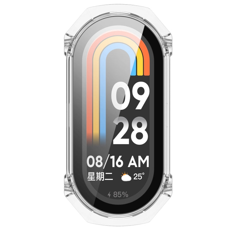 For Xiaomi Mi Band 8 PC + Tempered Glass Integrated Protective Watch Case(Transparent White) - Watch Cases by buy2fix | Online Shopping UK | buy2fix