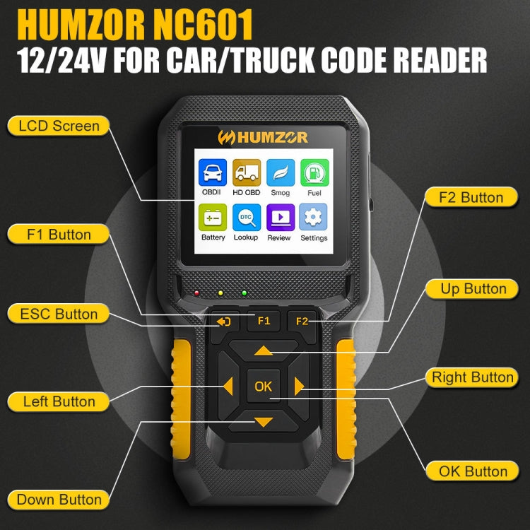 HUMZOR NC601 12-24V Car and Truck OBD2 Scan Tool Diagnostic Tool by buy2fix