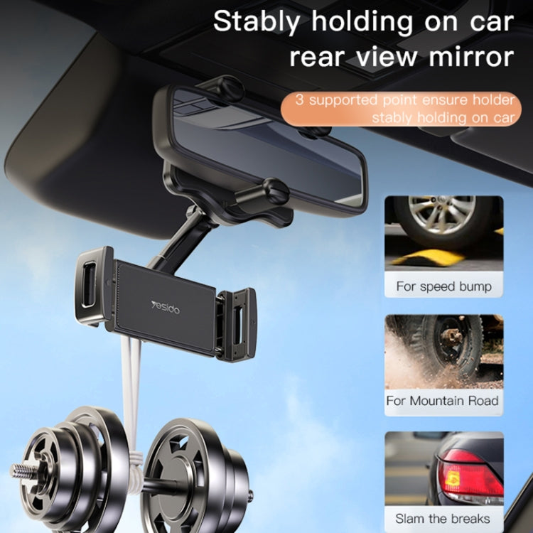 Yesido C196 Car Rearview Mirror Using Phone Holder(Black) - Universal Car Holders by Yesido | Online Shopping UK | buy2fix