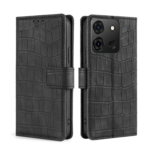 For Infinix Smart 7 Skin Feel Crocodile Magnetic Clasp Leather Phone Case(Black) - Infinix Cases by buy2fix | Online Shopping UK | buy2fix