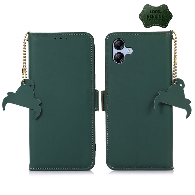 For Samsung Galaxy F14 5G Genuine Leather Magnetic RFID Leather Phone Case(Green) by buy2fix
