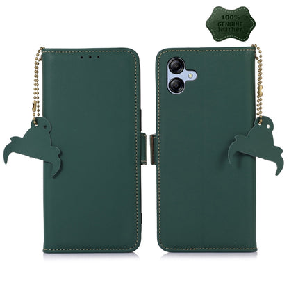 For Samsung Galaxy F14 5G Genuine Leather Magnetic RFID Leather Phone Case(Green) by buy2fix