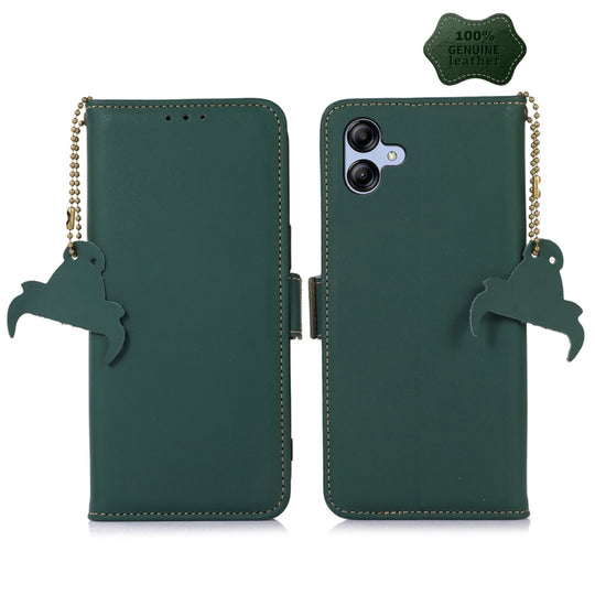 For Samsung Galaxy F14 5G Genuine Leather Magnetic RFID Leather Phone Case(Green)