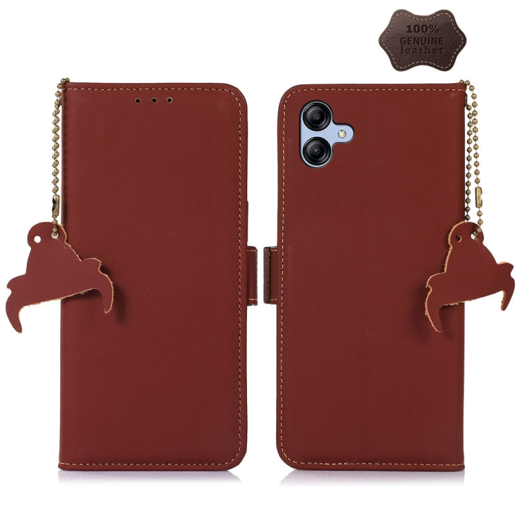 For Samsung Galaxy F14 5G Genuine Leather Magnetic RFID Leather Phone Case(Coffee) by buy2fix