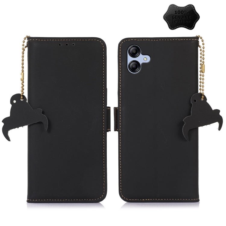 For Samsung Galaxy F14 5G Genuine Leather Magnetic RFID Leather Phone Case(Black) by buy2fix